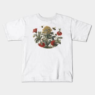 Bumble Bees flying over some flowers Kids T-Shirt